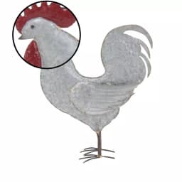 LITTON LANE 20 in. Standing Hen Iron Sculpture - Distressed White Farmhouse Rooster Decor thumbnail 3