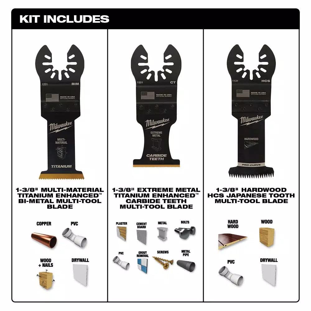 Milwaukee OPEN-LOK 3-Piece Universal Oscillating Multi-Tool Blade Variety Pack