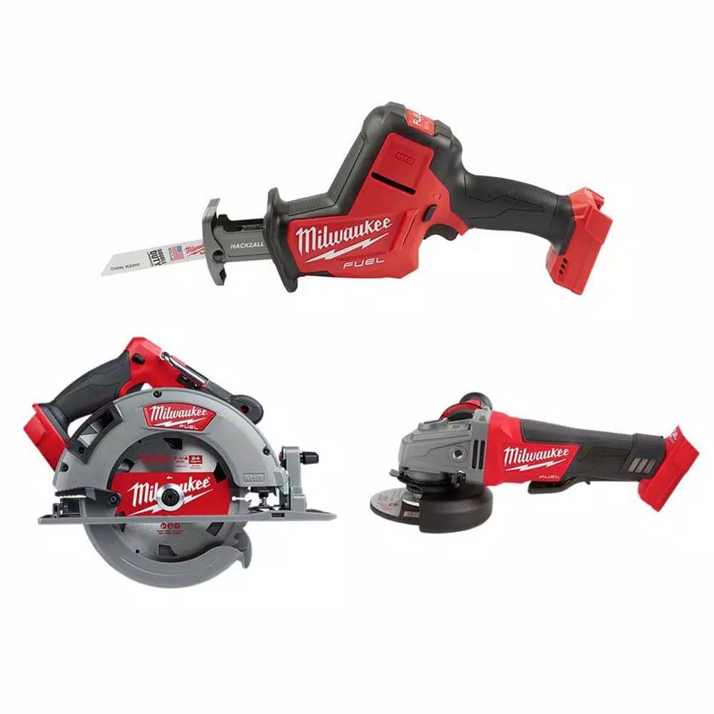 Milwaukee M18 FUEL 3-Tool Combo Kit: HACKZALL Reciprocating Saw, Circular Saw & Grinder