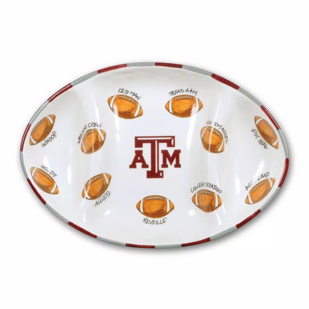 Magnolia Lane Texas A&M NCAA Officially Licensed Ceramic Football Tailgating Serving Platter