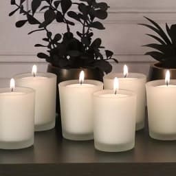 LUMABASE 12-Piece White Votive Candle Set with Frosted Glass Holders, 15-Hour Burn Time, Unscented Paraffin Wax thumbnail 4