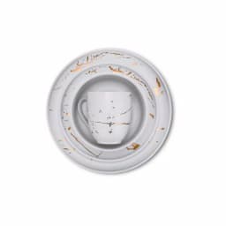 Stone Lain 32-Piece Porcelain Dinnerware Set, Gold Splash White Round Dishes for 8 thumbnail 3