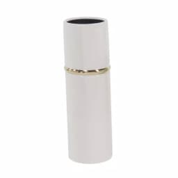 LITTON LANE White Ceramic Decorative Vase Set of 3 with Gold Lining Detail, Modern Cylinder Design thumbnail 4