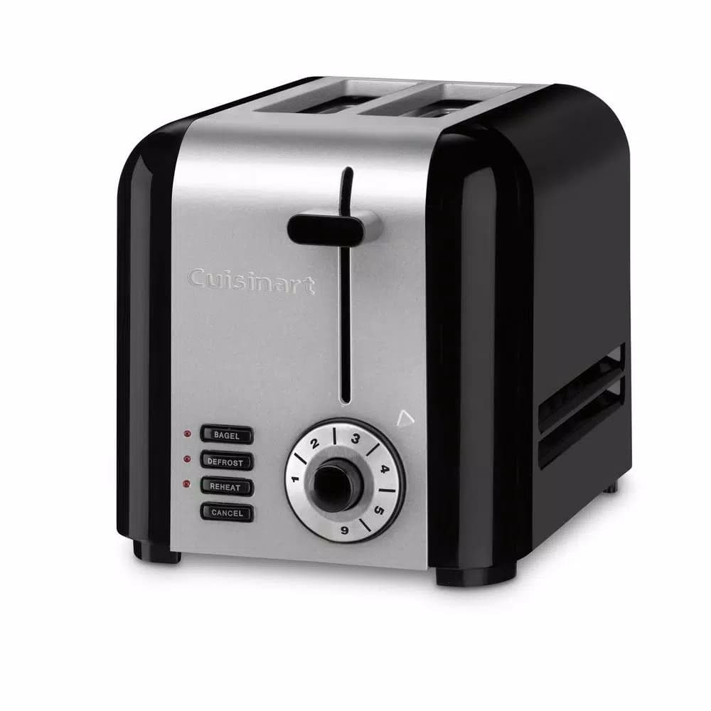 Cuisinart 2-Slice Compact Toaster, Black and Stainless Steel with Wide Slots
