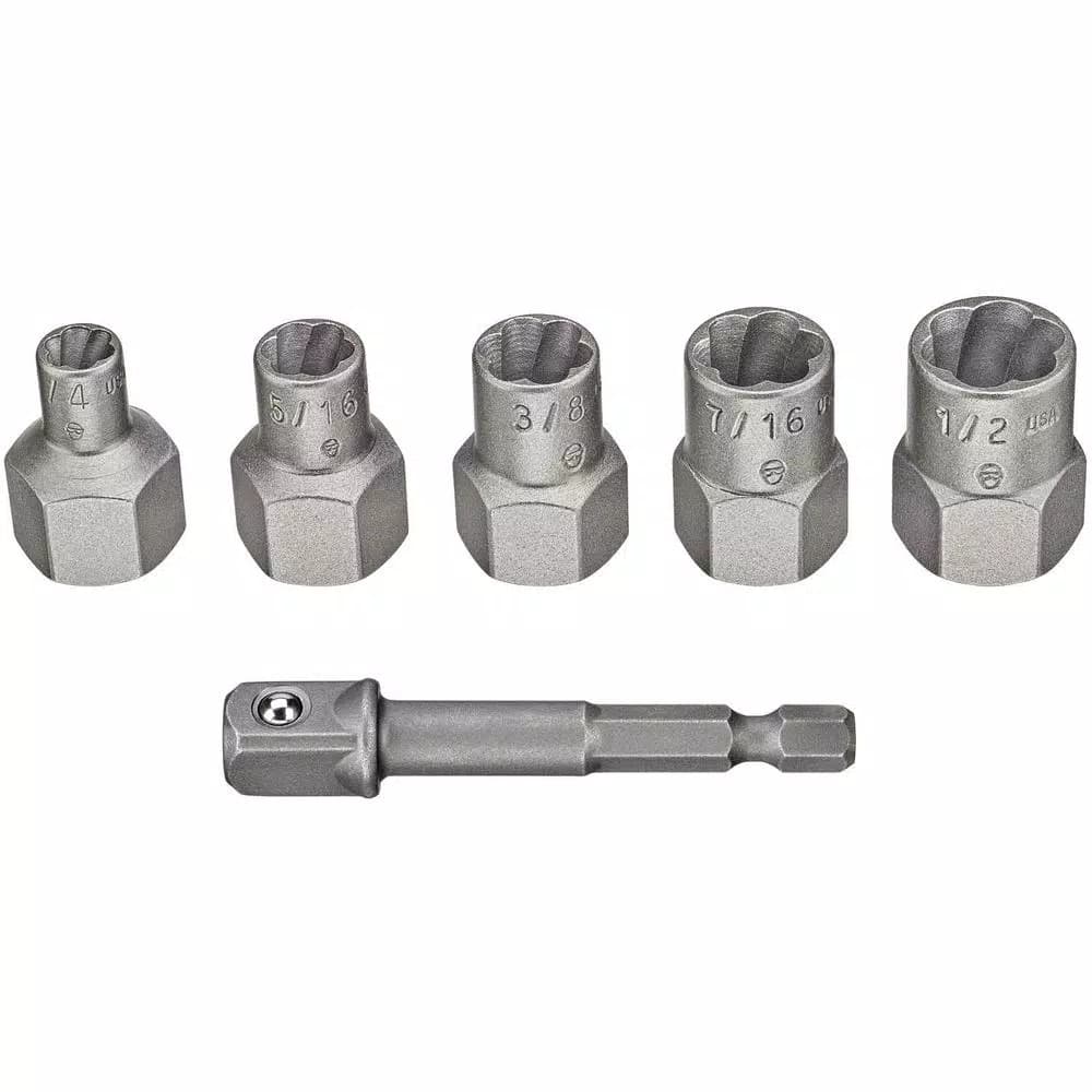 DEWALT MAX IMPACT 5-Piece Bolt Extractor Set with 1/4 in. to 3/8 in. Adapter