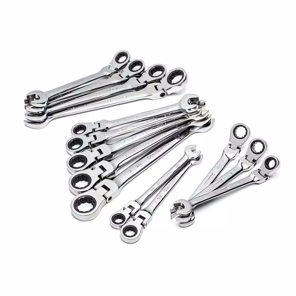 GearWrench 14-Piece 12-Point SAE/Metric Flex Head Ratcheting Combination Wrench Set