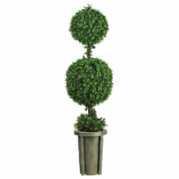 Nearly Natural 5 ft. Double Ball Leucodendron Topiary with Decorative Vase - Indoor/Outdoor Green Silk Foliage thumbnail 1