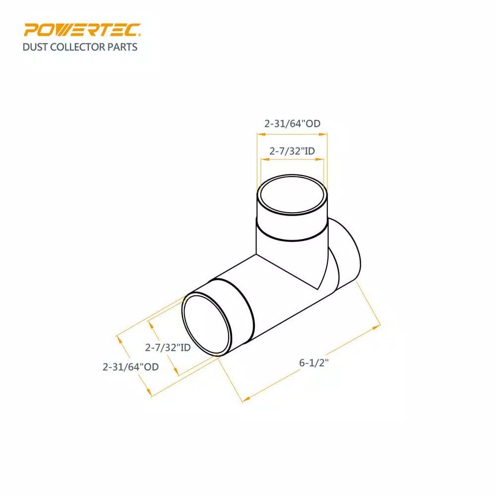 POWERTEC 2-1/2 in. T-Fitting for Dust Collection Systems