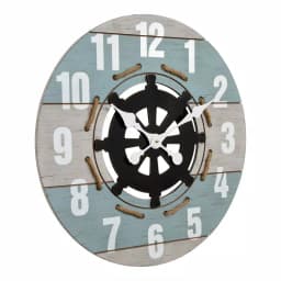La Crosse Clock Co. 24 in. Blue Coastal Nautical Round Wall Clock thumbnail 3