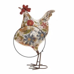 LITTON LANE 17 in. Farmhouse Floral Pattern Iron Rooster Garden Sculpture with Distressed Finish thumbnail 4