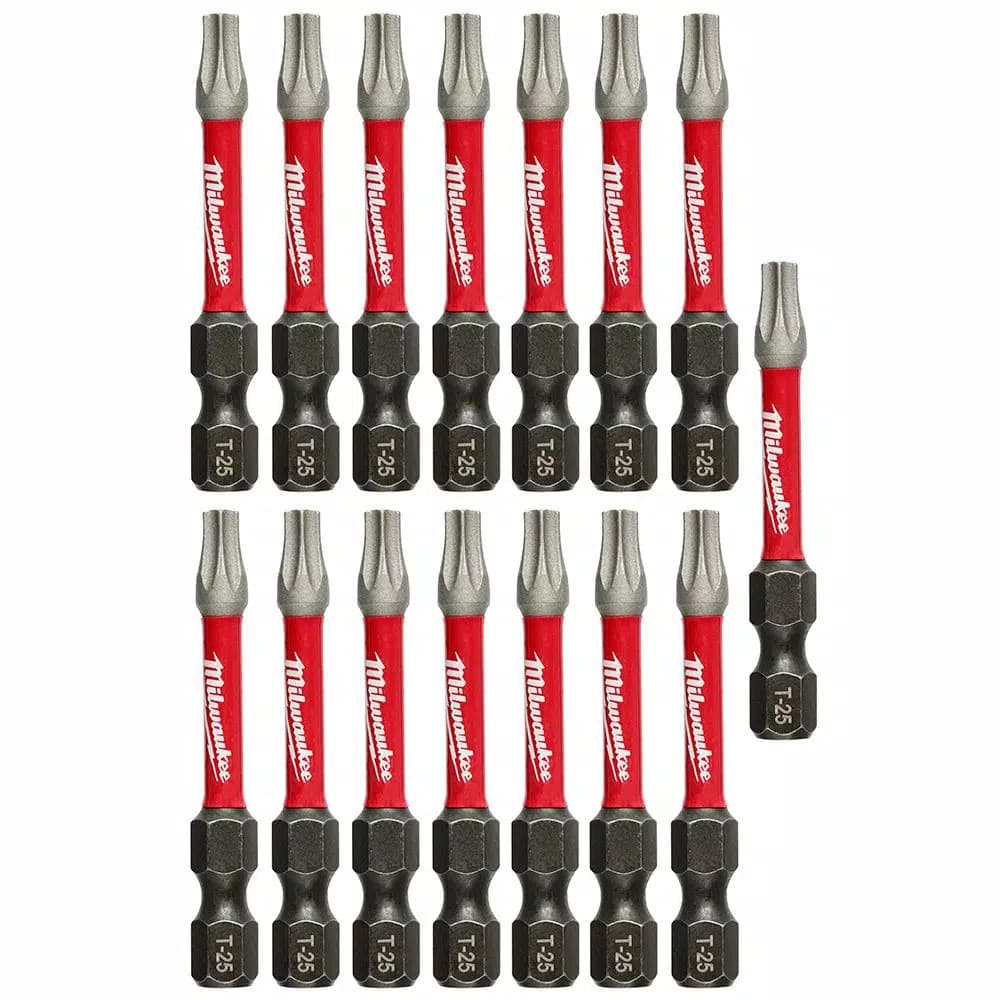 Milwaukee SHOCKWAVE T25 Torx 2 in. Impact Duty Steel Screwdriver Bits, 15-Pack