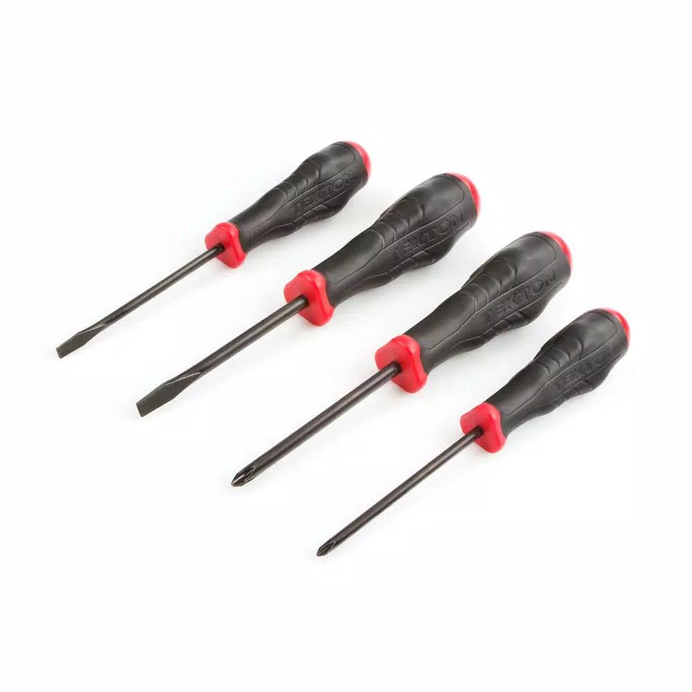 TEKTON 4-Piece Screwdriver Set with Three-Sided Ergonomic Handles