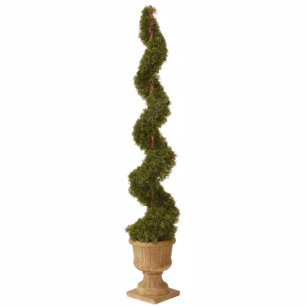 National Tree Company 60 in. Artificial Juniper Spiral Tree with Decorative Clay Urn