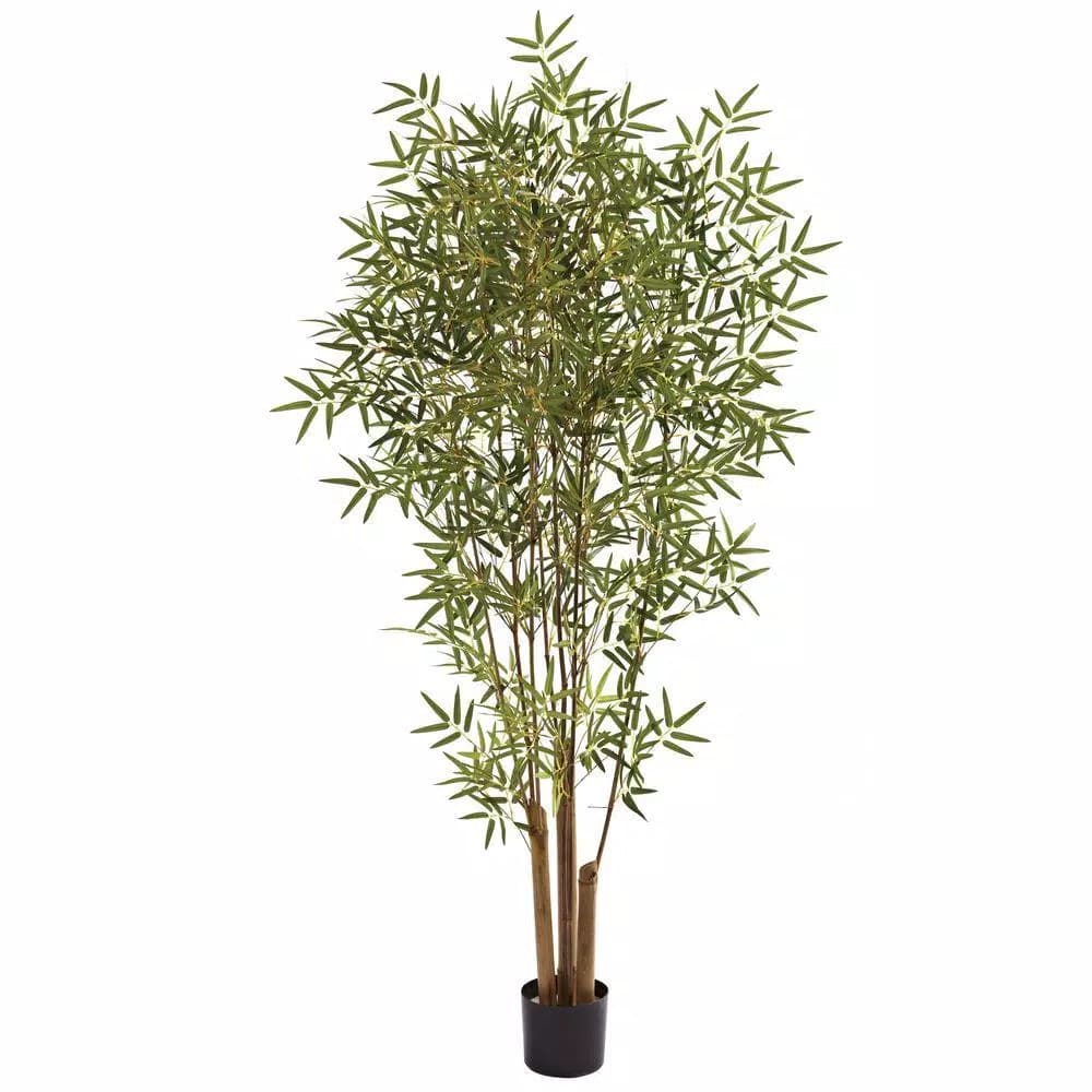 Nearly Natural 6 ft. Japanese Bamboo Artificial Tree with Black Container