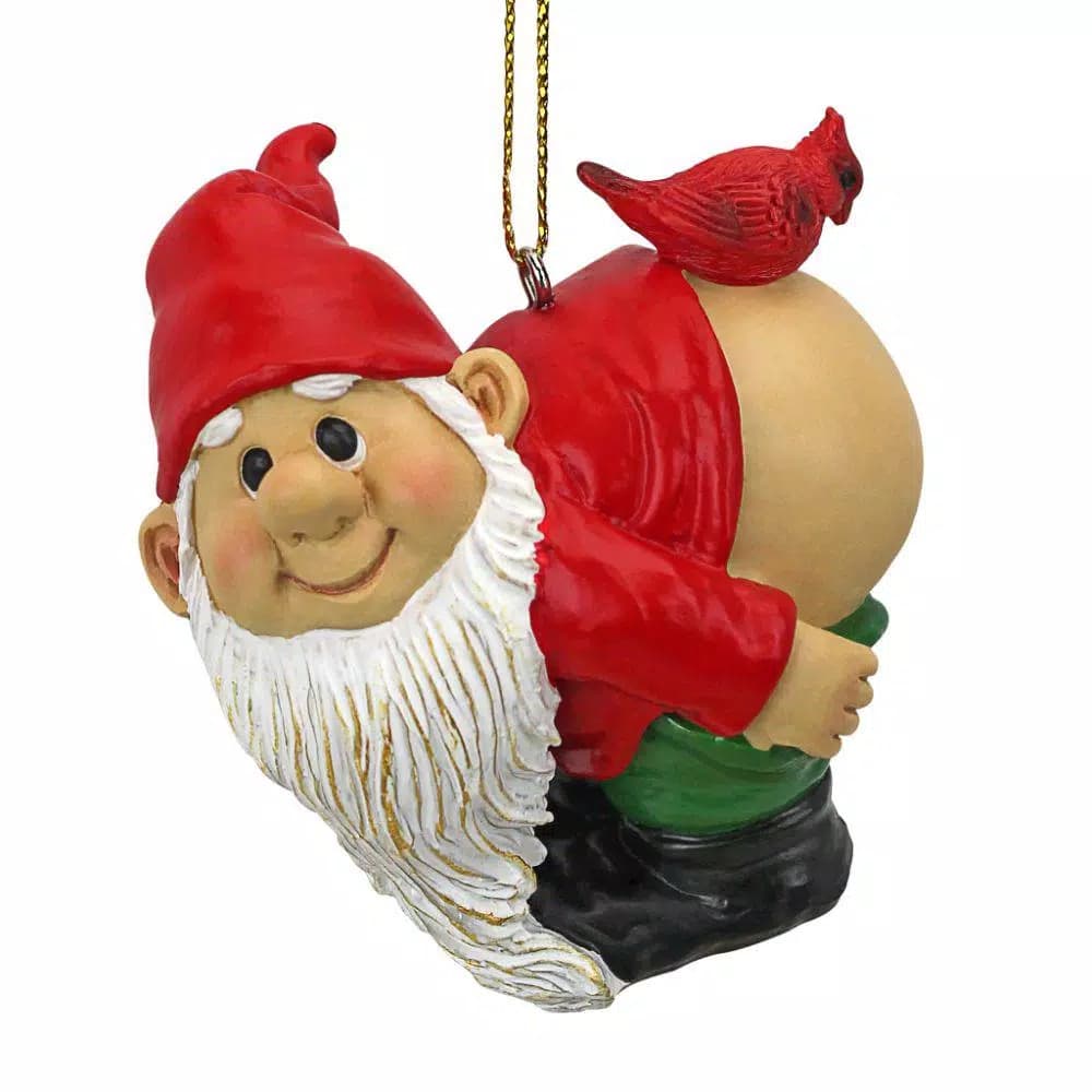 Design Toscano Loonie Moonie Gnome Holiday Ornament, Hand-Painted Resin
