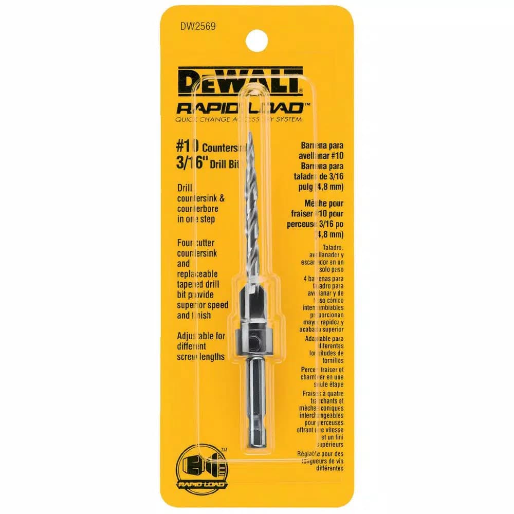 DEWALT #10 3/16 in. Countersink and Drill Bit with Hex Shank