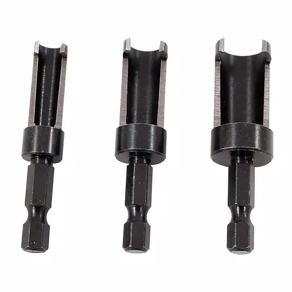Milescraft 3-Piece Tapered Wood Plug Cutter Set with 1/4 in. Hex Shank