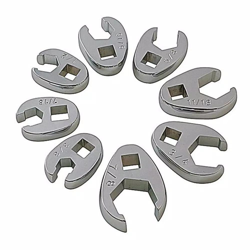 SUNEX TOOLS 3/8 in. Drive Fractional Crowfoot Flare Nut Wrench Set, 8-Piece
