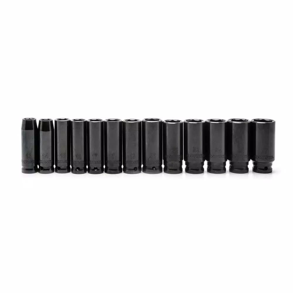 Husky 1/2 in. Drive Metric Deep Impact Socket Set, 13-Piece