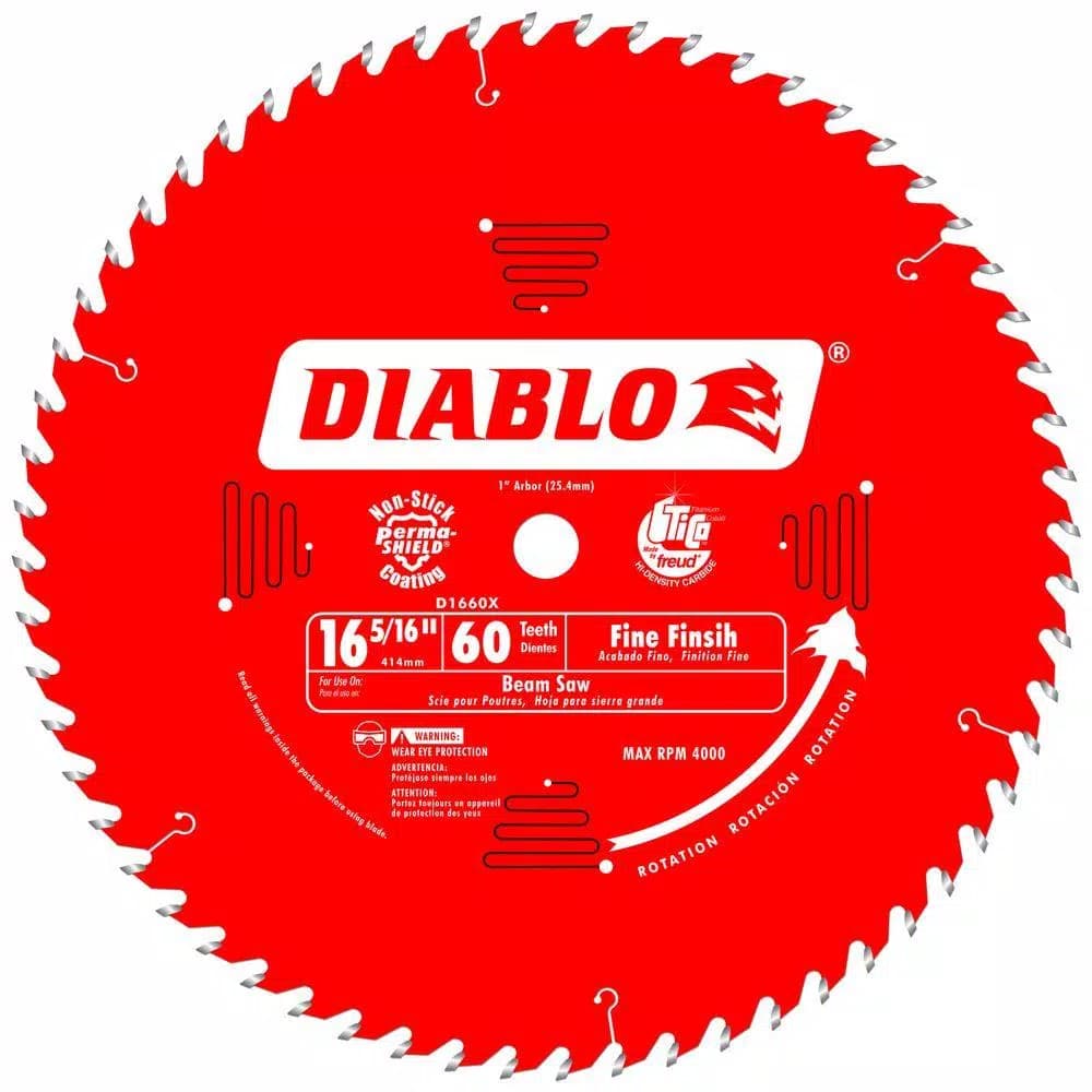 Diablo 16-5/16 in. 60-Tooth Fine Finish Beam Saw Blade, 1 in. Arbor