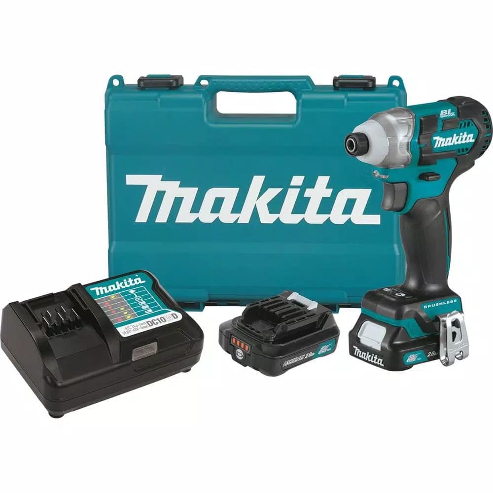 Makita 12V MAX CXT Brushless 1/4 in. Cordless Impact Driver Kit with (2) 2.0Ah Batteries, Charger, and Hard Case