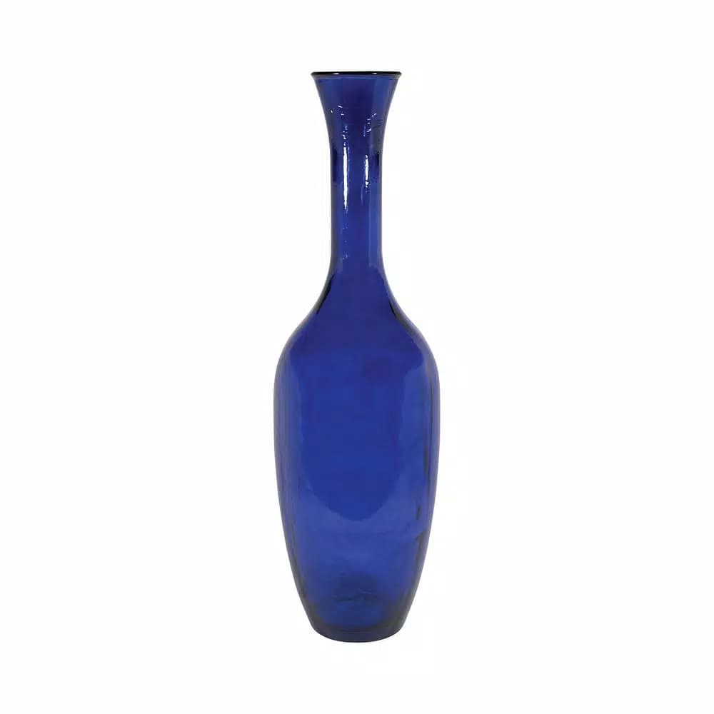 Titan Lighting Chloe 39 in. Deep Blue Glass Trumpet Floor Vase