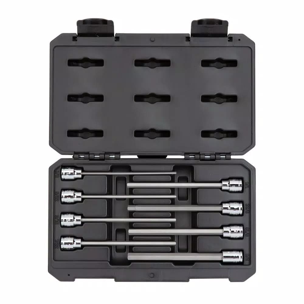 TEKTON 3/8 in. Drive Long Hex Bit Socket Set, 8-Piece SAE