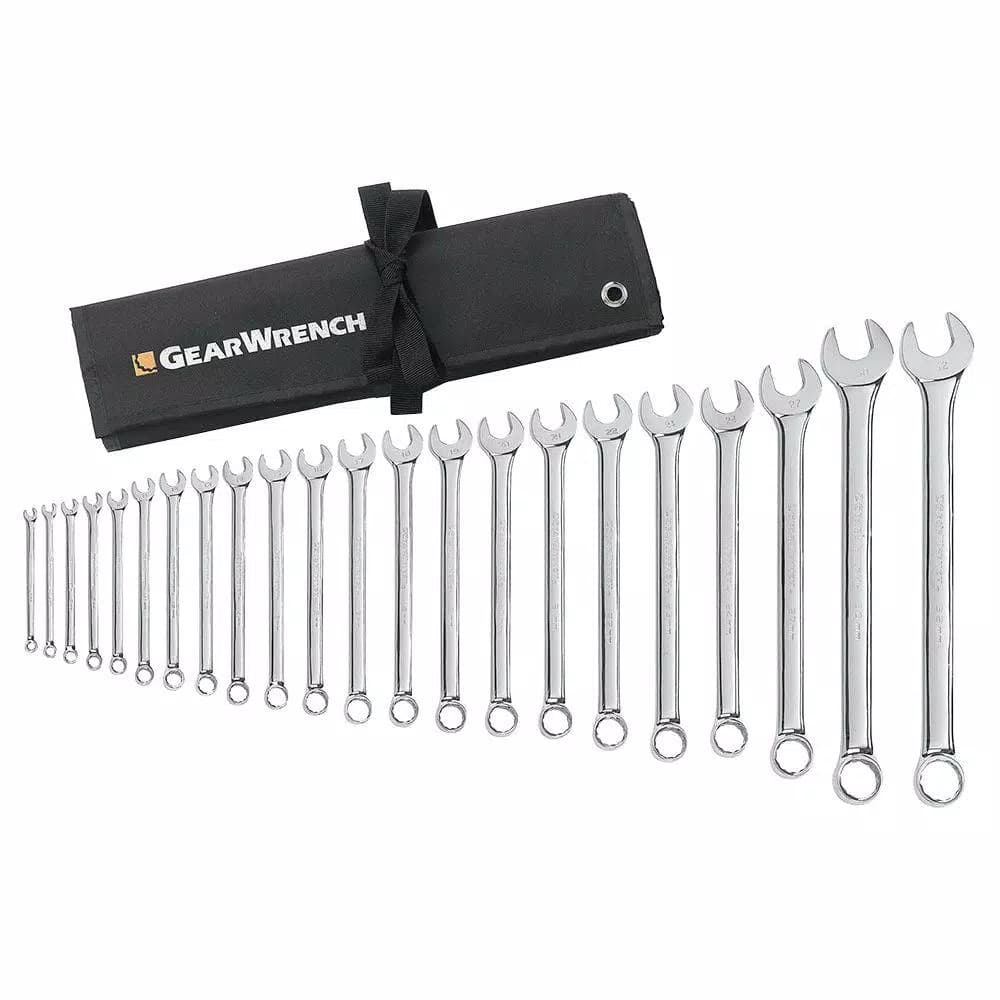 GEARWRENCH 22-Piece Metric Long Pattern Combination Wrench Set with Storage Roll