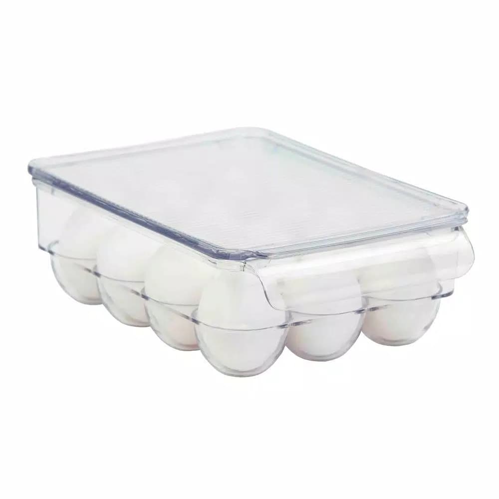 Unbranded Clear 12-Egg Holder Fridge Bin with Removable Stackable Lid
