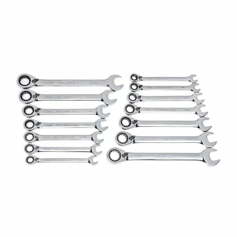 GearWrench 14-Piece 12-Point SAE/Metric Reversible Ratcheting Combination Wrench Set