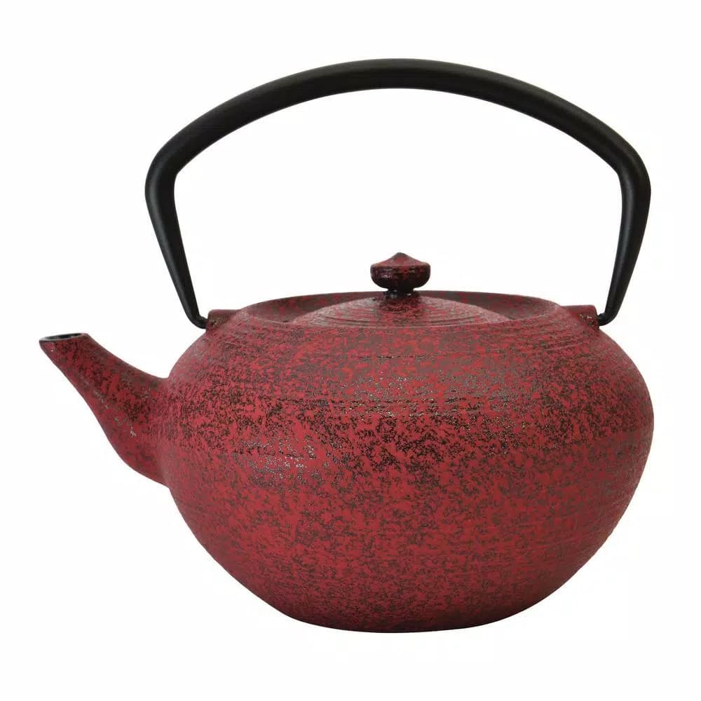 BergHOFF Studio 1.4 Qt. Red Cast Iron Teapot with Stainless Steel Filter