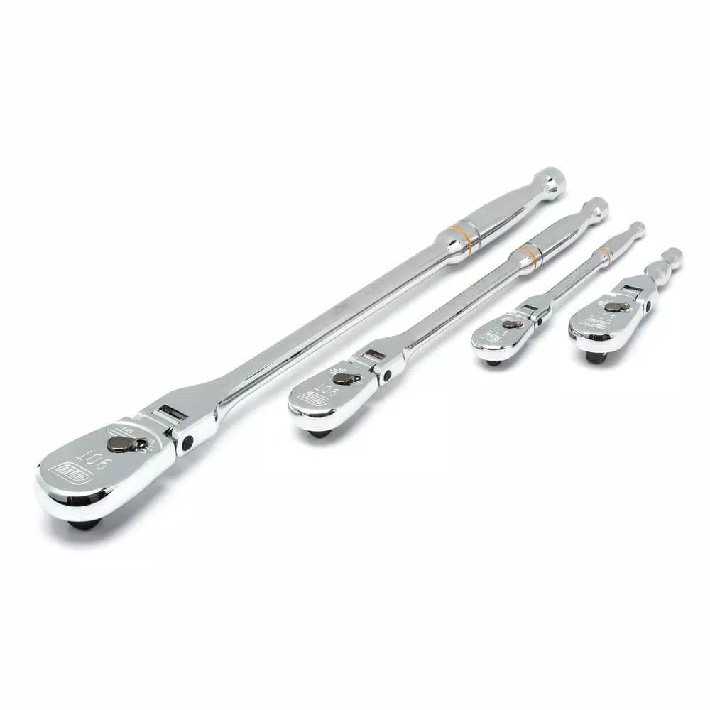 GearWrench 4-Piece 90-Tooth Dual Material Flex Head Ratchet Set (1/4 in., 3/8 in., 1/2 in.)
