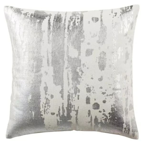Safavieh Metallic Splatter White Striped 20 x 20 in. Throw Pillow with Down Alternative Fill