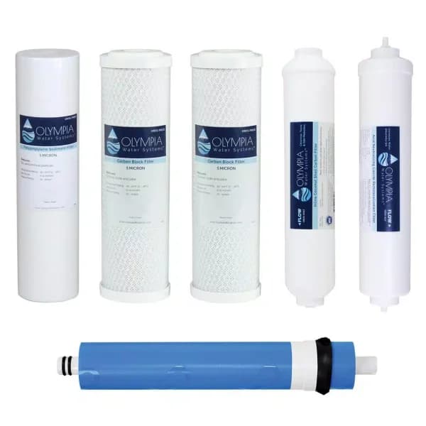 Olympia Water Systems OROS-6PK-80 6-Stage Alkaline Reverse Osmosis Replacement Filter Set, 80 GPD, Industry Standard Size