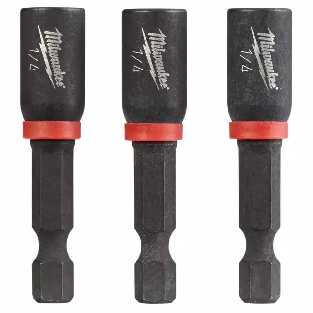 Milwaukee SHOCKWAVE 1/4 in. x 1-7/8 in. Magnetic Nut Driver Bits, 3-Pack