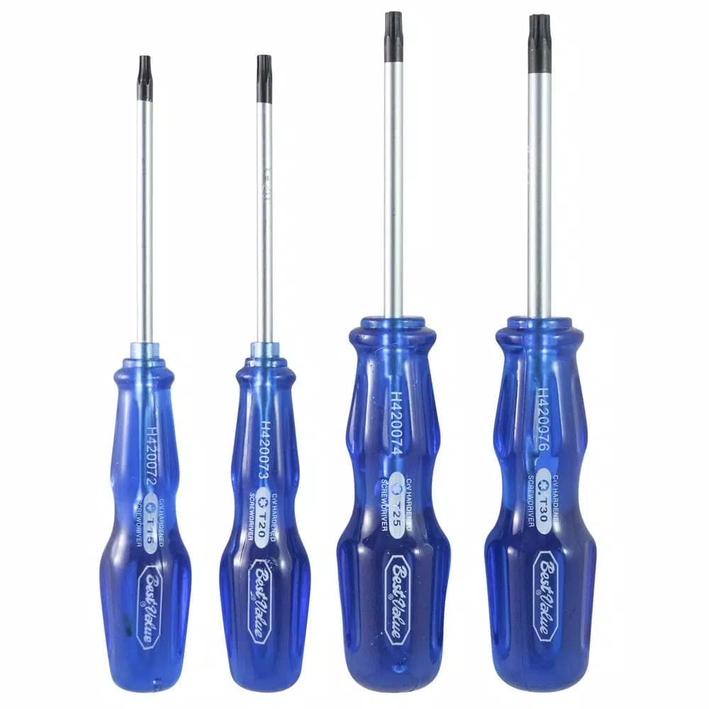 Best Value Torx Professional 4-Piece Screwdriver Set, Chrome Vanadium Steel, Magnetic Tips