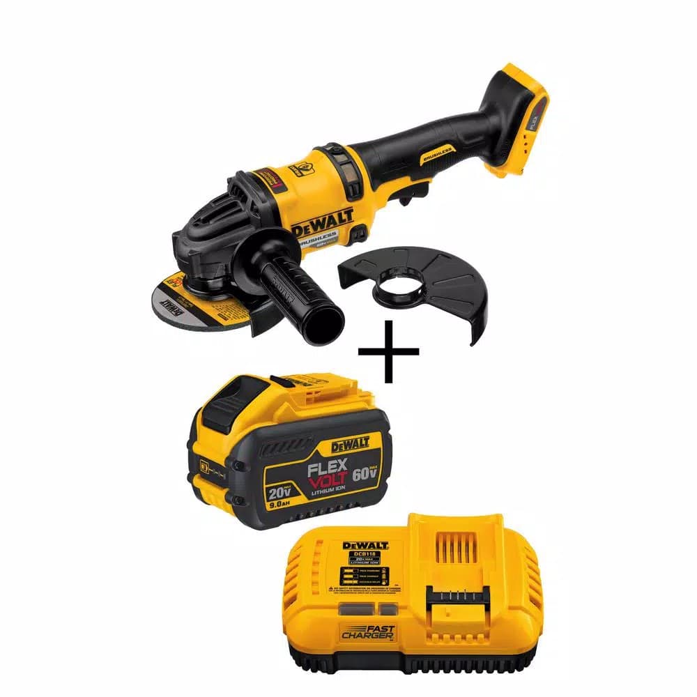 DEWALT FLEXVOLT 60V MAX Brushless 4-1/2 in. to 6 in. Angle Grinder Kit with 9.0Ah Battery and Charger