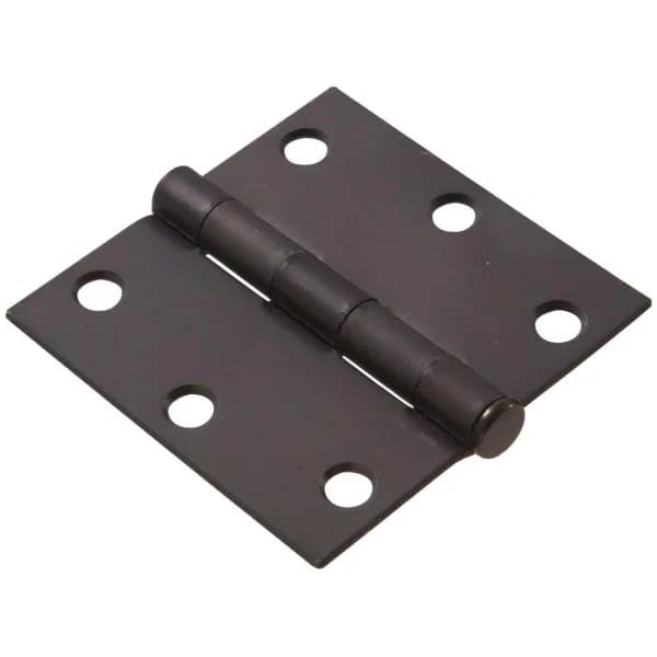 Hardware Essentials 3 in. Oil-Rubbed Bronze Residential Door Hinge, Square Corner, Full Mortise (9-Pack)