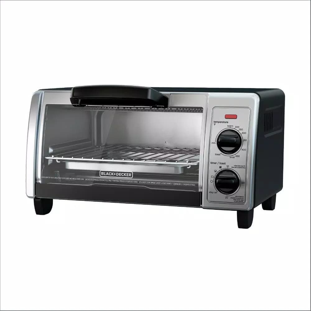 BLACK+DECKER 4-Slice Black Stainless Steel Toaster Oven with EvenToast Technology