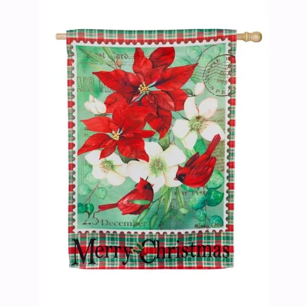 Evergreen 28 in. x 44 in. Christmas Floral House Suede Flag, Double-Sided Indoor/Outdoor Decor