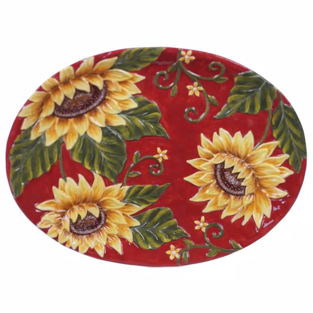 Certified International Sunset Sunflower Ceramic Oval Serving Platter