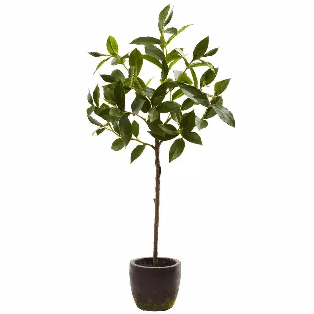 Nearly Natural 2.41 ft. Artificial Topiary with Ornate Clay Planter, Green