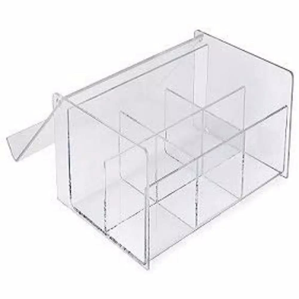Unbranded Clear Acrylic 6-Compartment Tea Bag Organizer with Hinged Lid