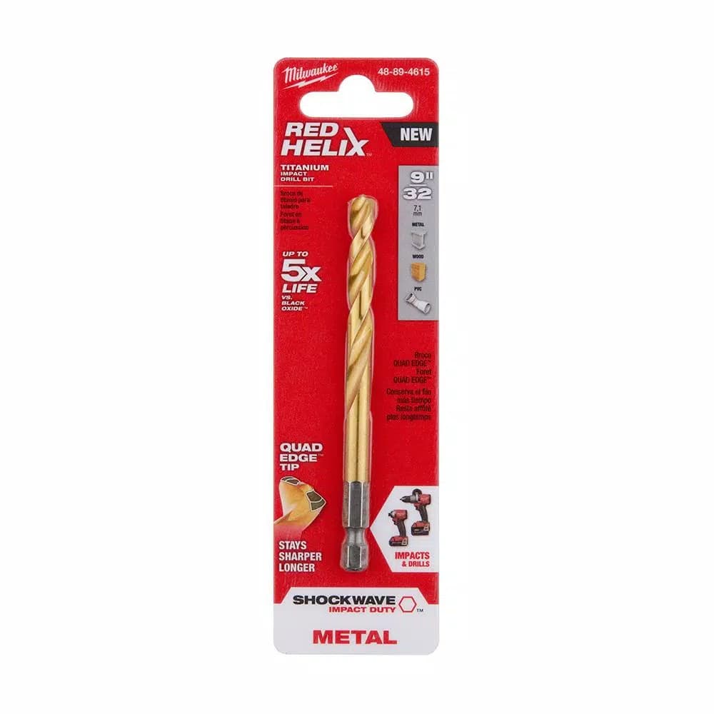 Milwaukee SHOCKWAVE Red Helix 9/32 in. Titanium Drill Bit