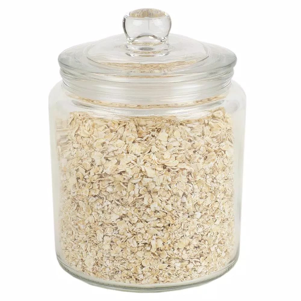 Unbranded Renaissance Collection Small Clear Glass Canister with Easy Grab Knob Lid