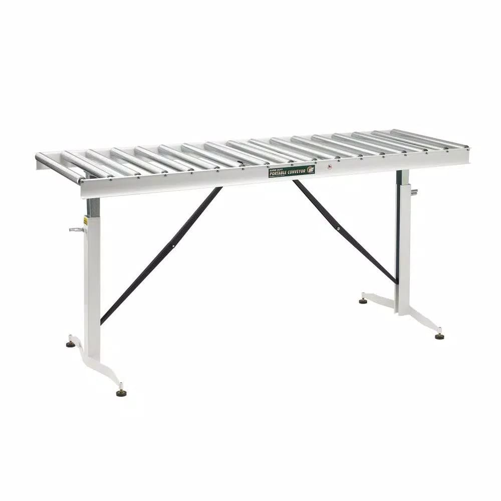 HTC HRT-90 Portable Roller Table Adjustable Conveyor, 17 Galvanized Steel Rollers, 500 lb Capacity