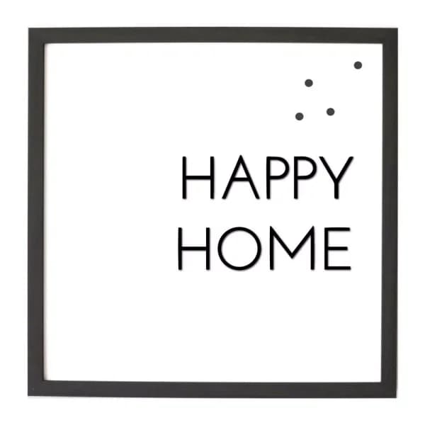 Petal Lane Home Happy Home Magnetic Memo Board with Raised Letters, Ebony Frame