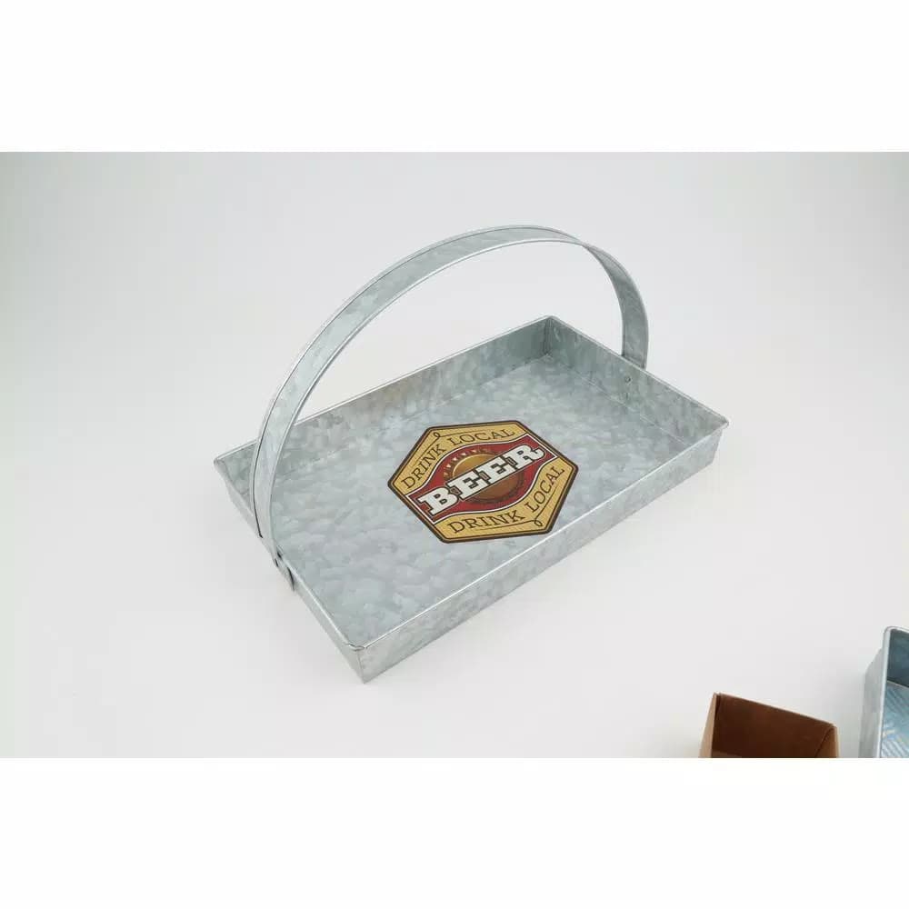 Thirstystone Rectangle Galvanized Steel Serving Tray - Industrial Style Metal Tray