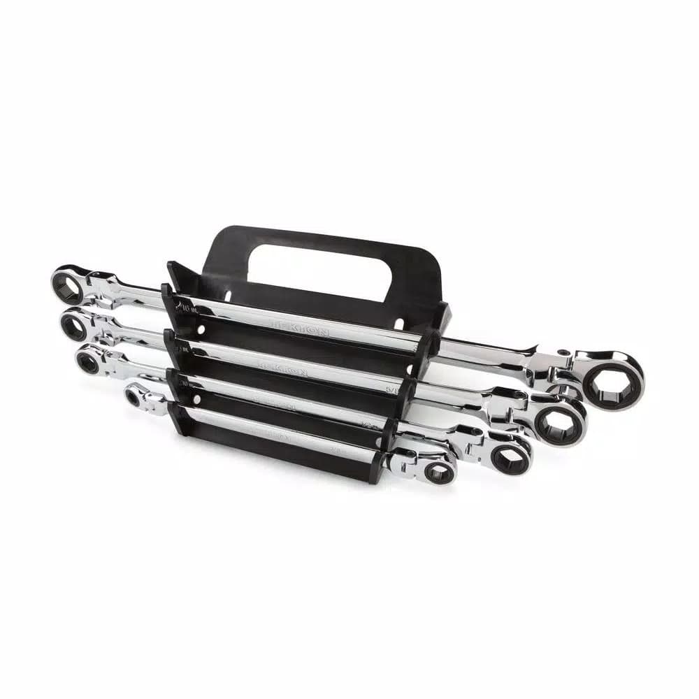 TEKTON 4-Piece Extra Long Flex-Head Ratcheting Box End Wrench Set, SAE