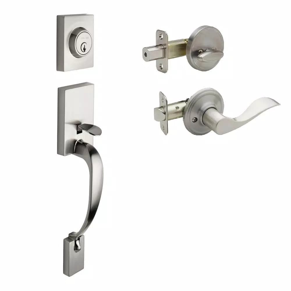 Copper Creek Colonial Handleset with Waverlie Lever Trim, Satin Stainless Steel